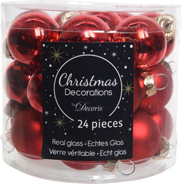 Decoris kerstballenmix - 24 stuks - 2,5cm - Glas - Transparant