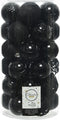 Decoris Kerstballenset Ø 6cm koker a 37 stuks assorti dessin zwart