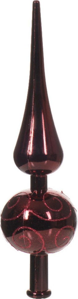 Decoris kerstboom piek - donkerrood - kunststof - 23 cm - kerstpieken