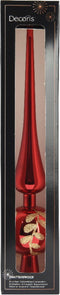 Decoris kerstboom piek gedecoreerd - rood - glas - 30 cm