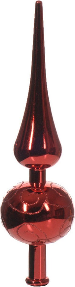 Decoris kerstboom piek - rood - kunststof - 23 cm