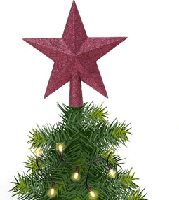 Decoris kerstboom piek - ster - donkerroze - kunststof - 19 cm
