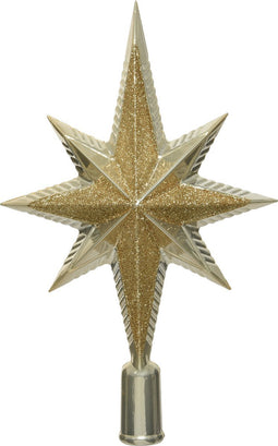 Decoris Kerstboom piek - ster vorm - champagne - kunststof - 25,5 cm - kerstpiek