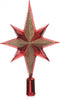 Decoris Kerstboom piek - Ster vorm - Rood - Kunststof - 25,5 cm - Kerstpiek