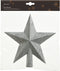 Decoris kerstboom piek - ster vorm - zilver - glitter - 19 cm - kunststof - kerstpiek