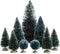 Decoris Kerstdorp kerstboompjes - 9x st - groen - 4-22 cm - kunststof - miniatuur boompjes