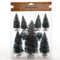 Decoris Kerstdorp kerstboompjes - 9x st - groen - 4-22 cm - kunststof - miniatuur boompjes