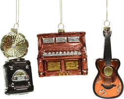 Decoris Kersthanger kunststof muziekinstrument | guitaar-piano-fonograaf | Metallic kleuren