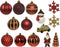 Decoris Kersthangers - ornamenten - 25ST - rood - wit - groen - Onbreekbare plastic kerstboomversiering kerstornamenten