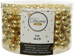 Decoris Kerstslinger - goudkleurig - kralen - 500 cm - Kerstversiering kralenslingers