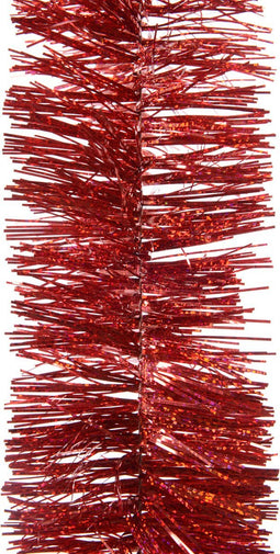 Decoris kerstslinger - rood - 270 x 7,5 cm - tinsel/folie - lametta slinger