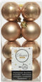 Decoris kleine kerstballen - 16x st - toffee bruin - 4 cm - kunststof - kerstversiering
