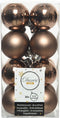 Decoris kleine kerstballen - 16x st - walnoot bruin - 4 cm - kunststof - kerstversiering