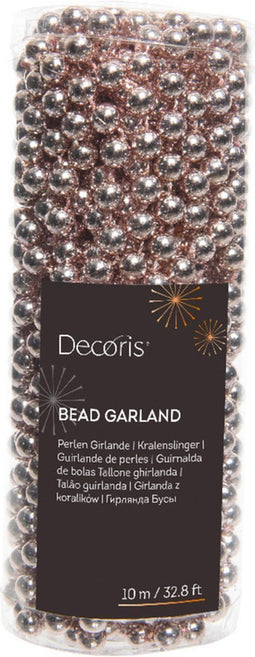 Decoris Kralenslinger - lichtroze - 10 meter - kunststof - glans - kerstslinger