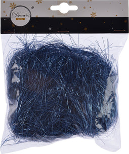 Decoris Lamettahaar Gestanst Nacht Blauw - Kerstdecoratie - Engelenhaar Kerstboom dia2x16x13cm - Kerstversiering binnen