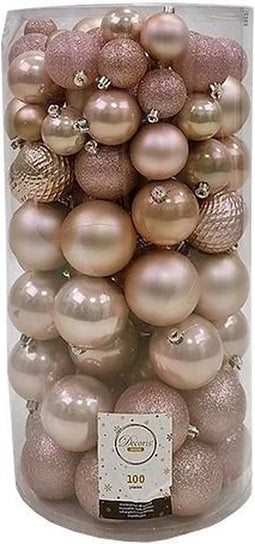 Decoris Onbreekbare kerstballen - 100st - Sprankelend rose