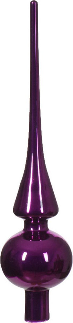 Decoris Piek - paars - glas - kerstboom topper - glans - 26 cm