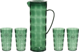 Decoris Waterkan/karaf set incl. 4 bekers - 1,7L - kunststof - groen