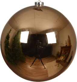 Kerstballen kunststof d20 cm pec.bruin