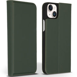 Accezz iPhone 14 Plus - Premium Leather Slim Bookcase - Echt Nappa leer - Groen
