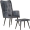vidaXL Fauteuil met voetensteun echt leer grijs