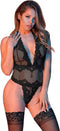 Deep Plunge Halter Teddy - Zwart