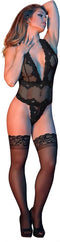 Deep Plunge Halter Teddy - Zwart