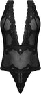 Deep Plunge Halter Teddy - Zwart