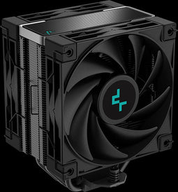 DeepCool AK400 Zero Dark Plus 4x Heat Pipe All Black Single Tower CPU Air Cooler, 2x FC120P 120mm FDB Bearing PWM High Performance Fan, Intel: LGA1700/1200/1151/1150/1155 AMD: AM5/AM4, Easy Install, 220W TDP