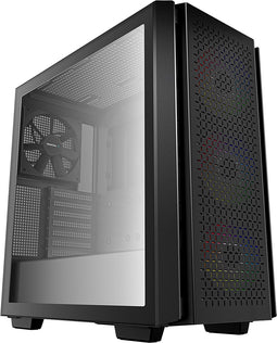 DeepCool CG560 Mid-Tower ATX PC Case, 3x Pre-Installed 120mm ARGB Fans, 1x Pre-Installed 140mm Fan, Airflow Front Panel, Tempered Glass Side Panel, 5V ARGB Motherboard Control, 2xUSB:3.0/1xAudio