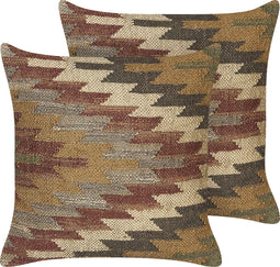 DEEPOR - Sierkussen set van 2 - Multicolor - 45 x 45 cm - Jute