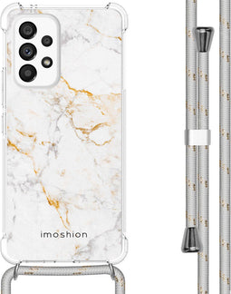 iMoshion Hoesje Geschikt voor Samsung Galaxy A53 Hoesje Met Koord - iMoshion Design Hoesje met Koord - Wit / White Marble