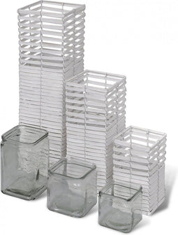 vidaXL - Kaarsenhouder - gewoven - handgemaakt - 3 - stuks - wit