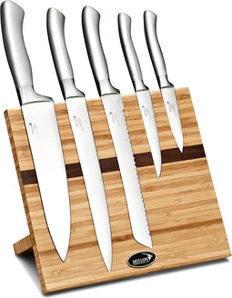 Déglon Oryx® 5-delige Messen Set - Stijlvol Bamboe Magnetisch Blok met Walnootfineer