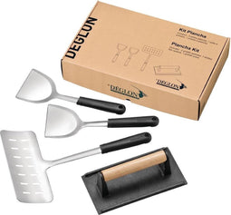 Déglon Plancha / Bakplaat Set Stop'Glisse® - 2 Spatels, Visspatel en Voedselpers