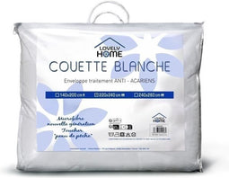 Dekbed 220 x 240 cm - LOVELY HOME - Warm - 450 g/m² - Anti-mijt - 2 personen - Wit