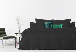 Dekbedovertrek - 140x200/220 - Uni Percal katoen - Met Bies - black