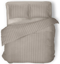 Dekbedovertrek - 140x200/220 - Uni - Satijnstreep / Satijn Streep - Hotel Kwaliteit Satin Stripe - Sand