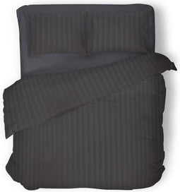 Dekbedovertrek - 200x200/220 - Uni - Satijnstreep / Satijn Streep - Hotel Kwaliteit Satin Stripe - Antraciet