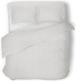 Dekbedovertrek - 200x200/220 - Uni - Satijnstreep / Satijn Streep - Hotel Kwaliteit Satin Stripe - Wit