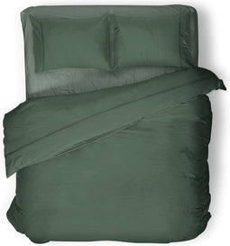 Dekbedovertrek - 240x200/220 - Uni Percal katoen - Met Bies - grenat green