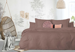 Dekbedovertrek - 240x200/220 - Uni Percal katoen - Met Bies - old pink