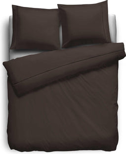 Dekbedovertrek - 260x200/220 - Uni Percal katoen - Met Bies - Brown
