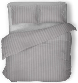 Dekbedovertrek 260x200/220 - Uni - Satijnstreep - Hotel Kwaliteit Satin Stripe - Licht Grijs