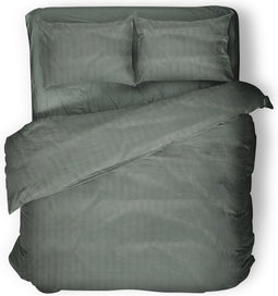 Dekbedovertrek - 260x200/220 - Uni - Satijnstreep / Satijn Streep - Hotel Kwaliteit Satin Stripe - Olive Green