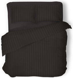 Dekbedovertrek - 260x200/220 - Uni - Satijnstreep / Satijn Streep - Hotel Kwaliteit Satin Stripe - Black