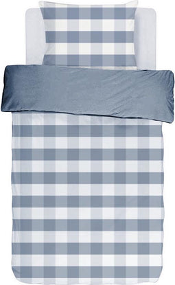 Dekbedovertrek EMMA, Stone washed check katoen, 140x200, blauw