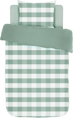 Dekbedovertrek EMMA, Stone washed check katoen, 140x200, groen