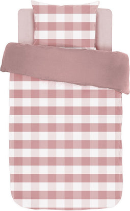 Dekbedovertrek EMMA,Stone washed check katoen, 140x200, mauve