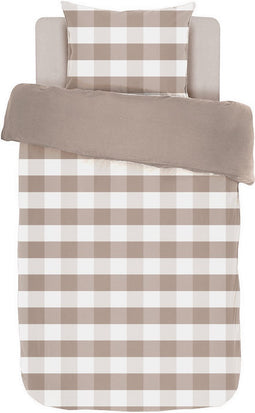 Dekbedovertrek EMMA, Stone washed check katoen, 140x200, taupe